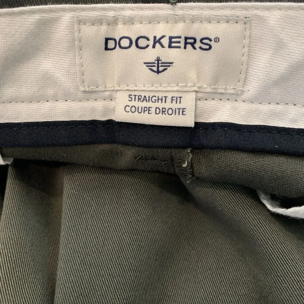 Dockers Pants Men 40x32 Dark Gray Straight Fit Business Casual Church Wedding